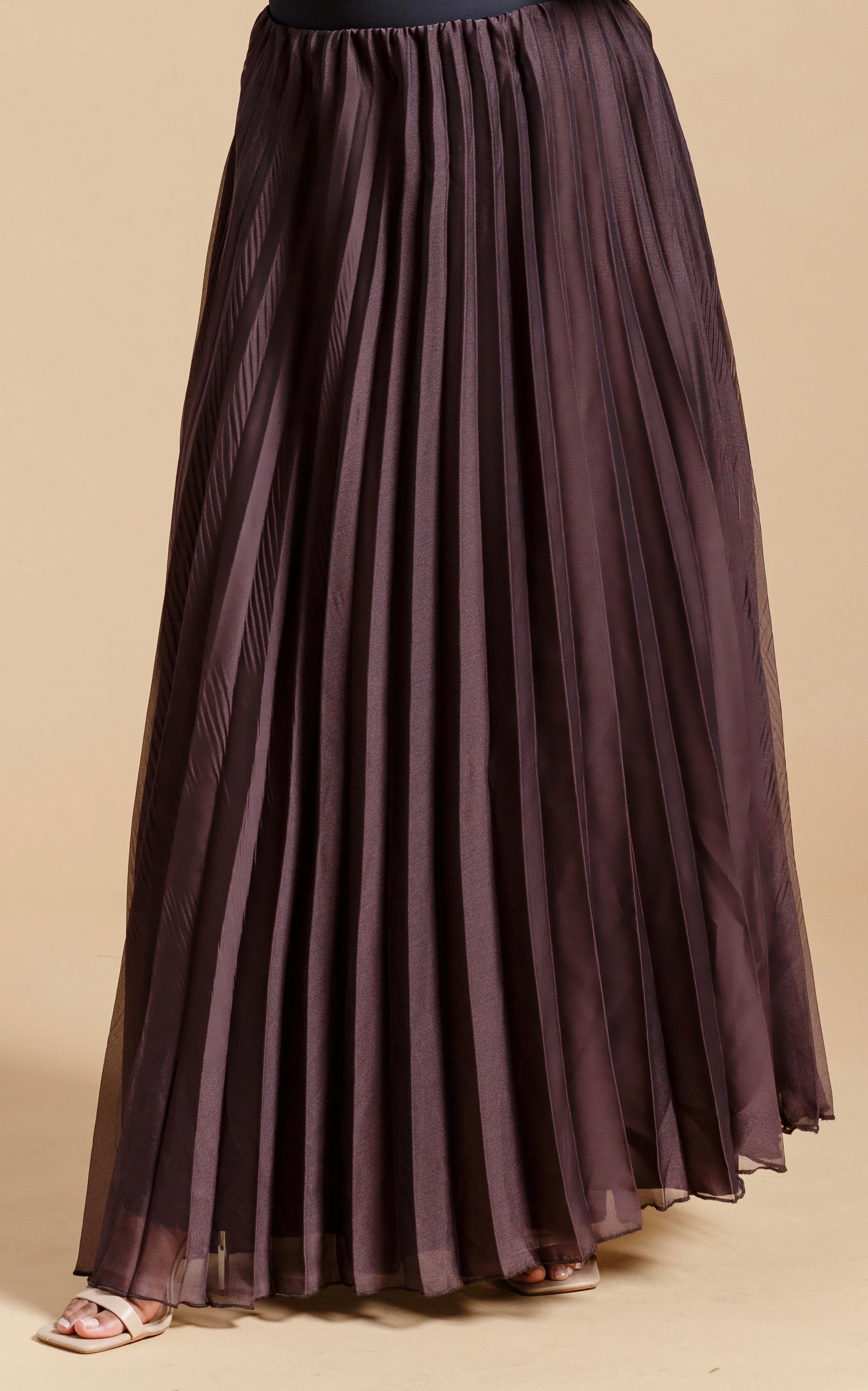 Espresso Pleated Chiffon Skirt