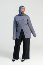 Load image into Gallery viewer, Charcoal Gray Utility Slit Tunic
