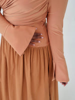 Load image into Gallery viewer, Copper Asymmetric Draped Dress
