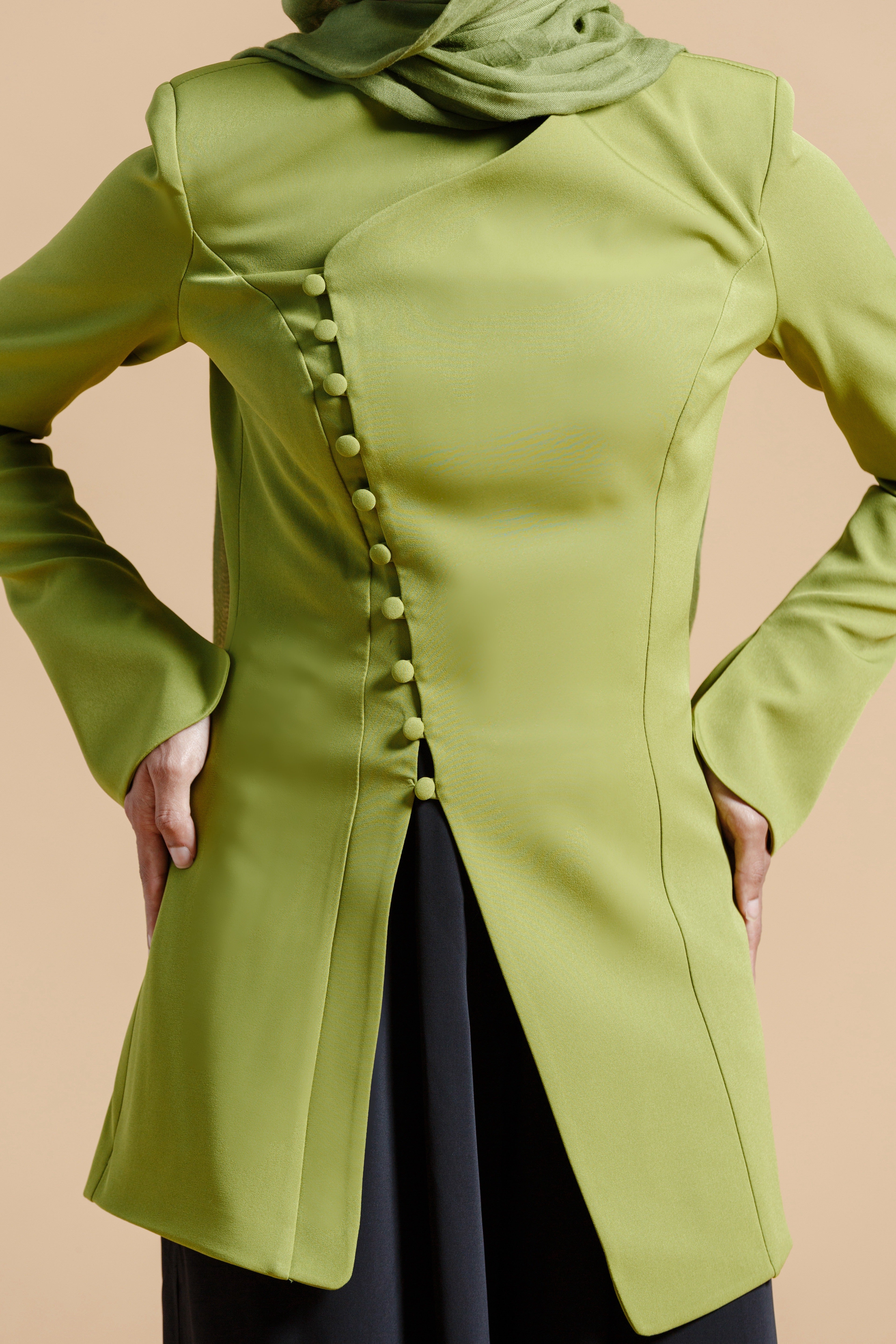 Fern Green Buttoned Blazer Tunic