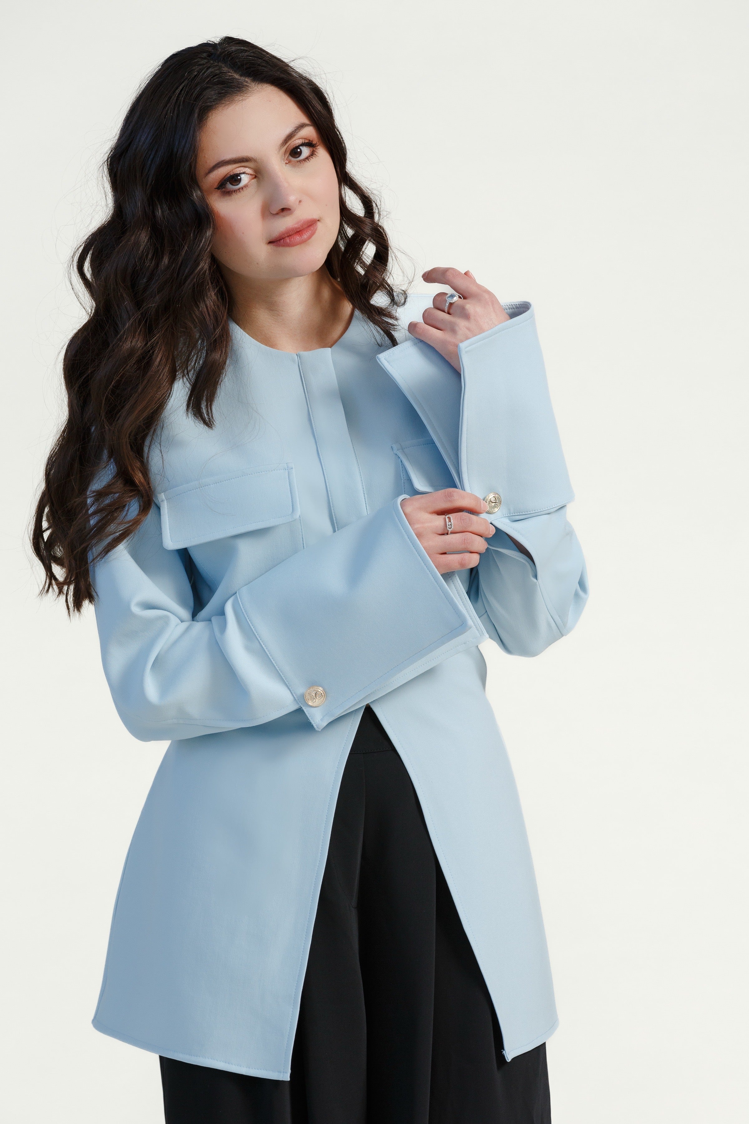 Sky Blue Utility Slit Tunic