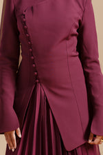 Load image into Gallery viewer, Burgundy Buttoned Blazer Tunic
