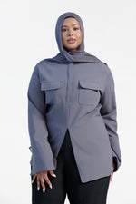 Load image into Gallery viewer, Charcoal Gray Utility Slit Tunic
