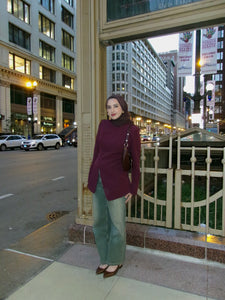 Burgundy Buttoned Blazer Tunic