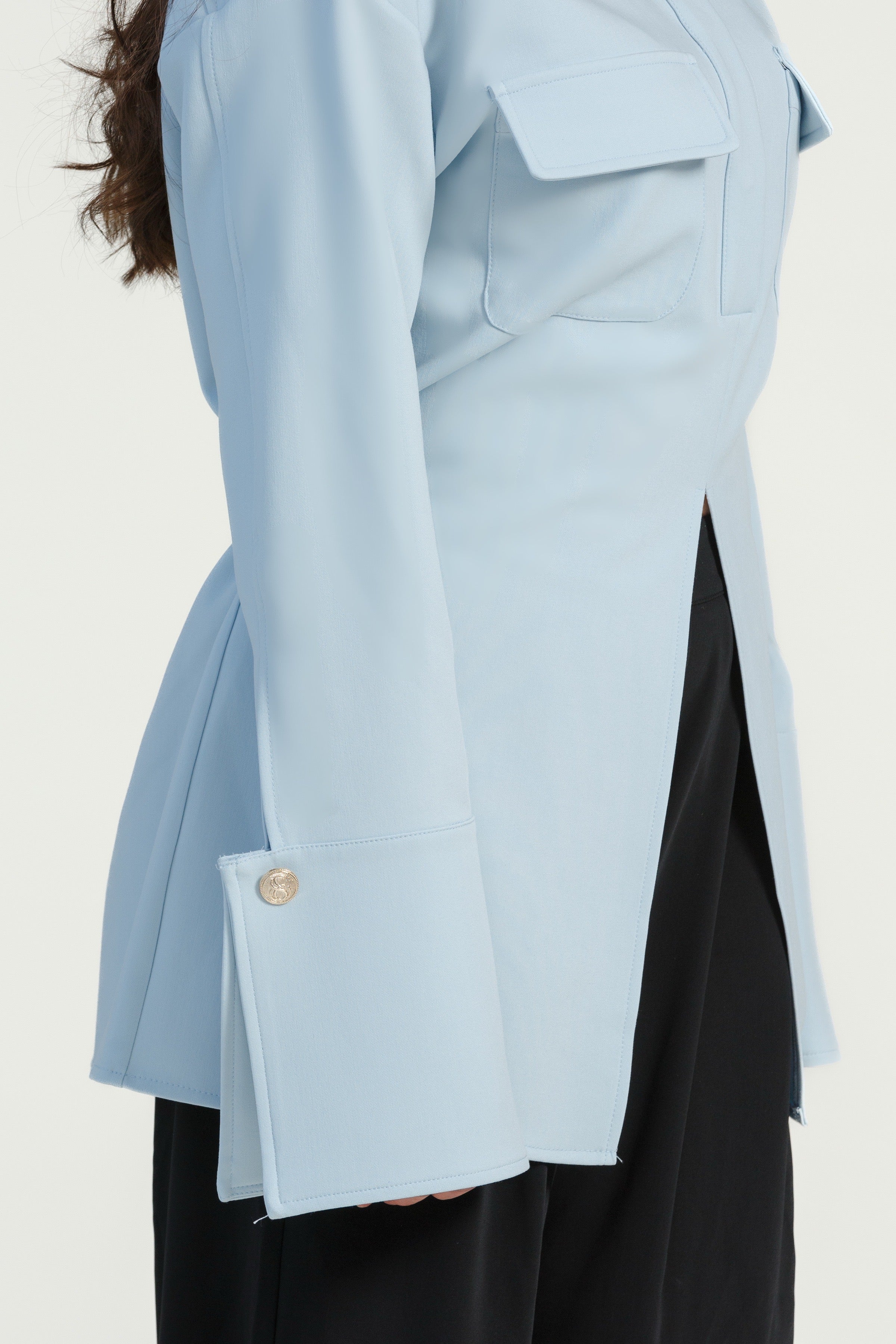 Sky Blue Utility Slit Tunic