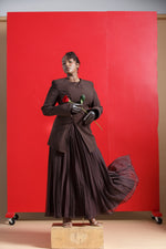 Load image into Gallery viewer, Espresso Pleated Chiffon Skirt
