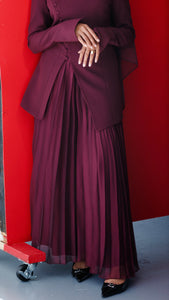 Burgundy Pleated Chiffon Skirt