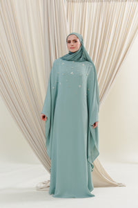 Sea Green Beaded Kaftan Gown