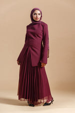 Load image into Gallery viewer, Burgundy Pleated Chiffon Skirt
