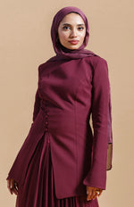 Load image into Gallery viewer, Burgundy Buttoned Blazer Tunic
