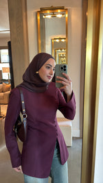 Load image into Gallery viewer, Burgundy Buttoned Blazer Tunic
