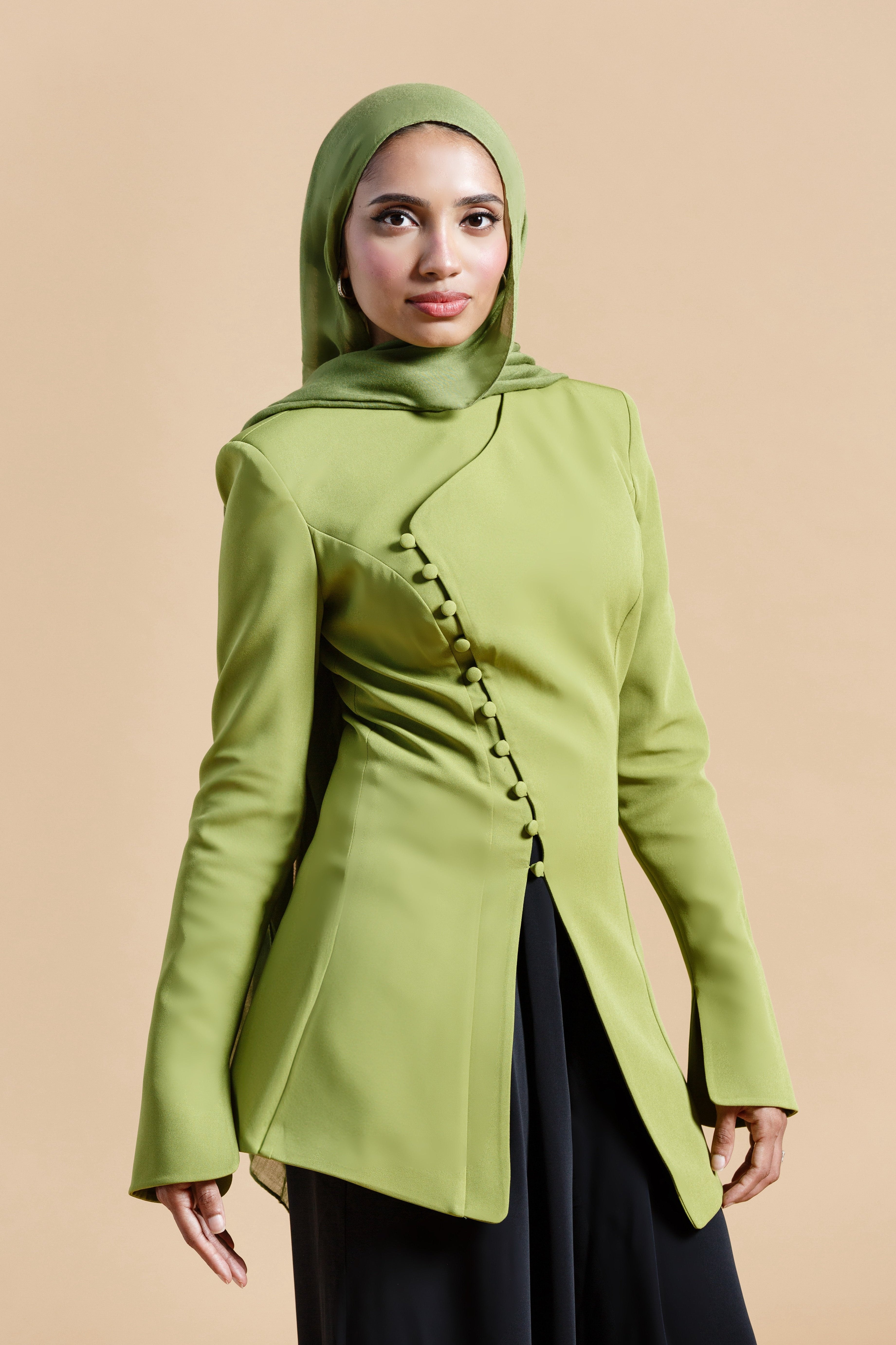 Fern Green Buttoned Blazer Tunic