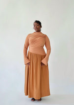 Load image into Gallery viewer, Copper Asymmetric Draped Dress
