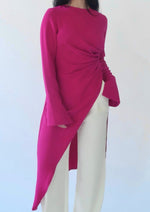 Load image into Gallery viewer, Fuchsia Asymmetric Slit Tunic
