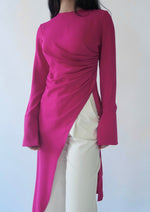 Load image into Gallery viewer, Fuchsia Asymmetric Slit Tunic
