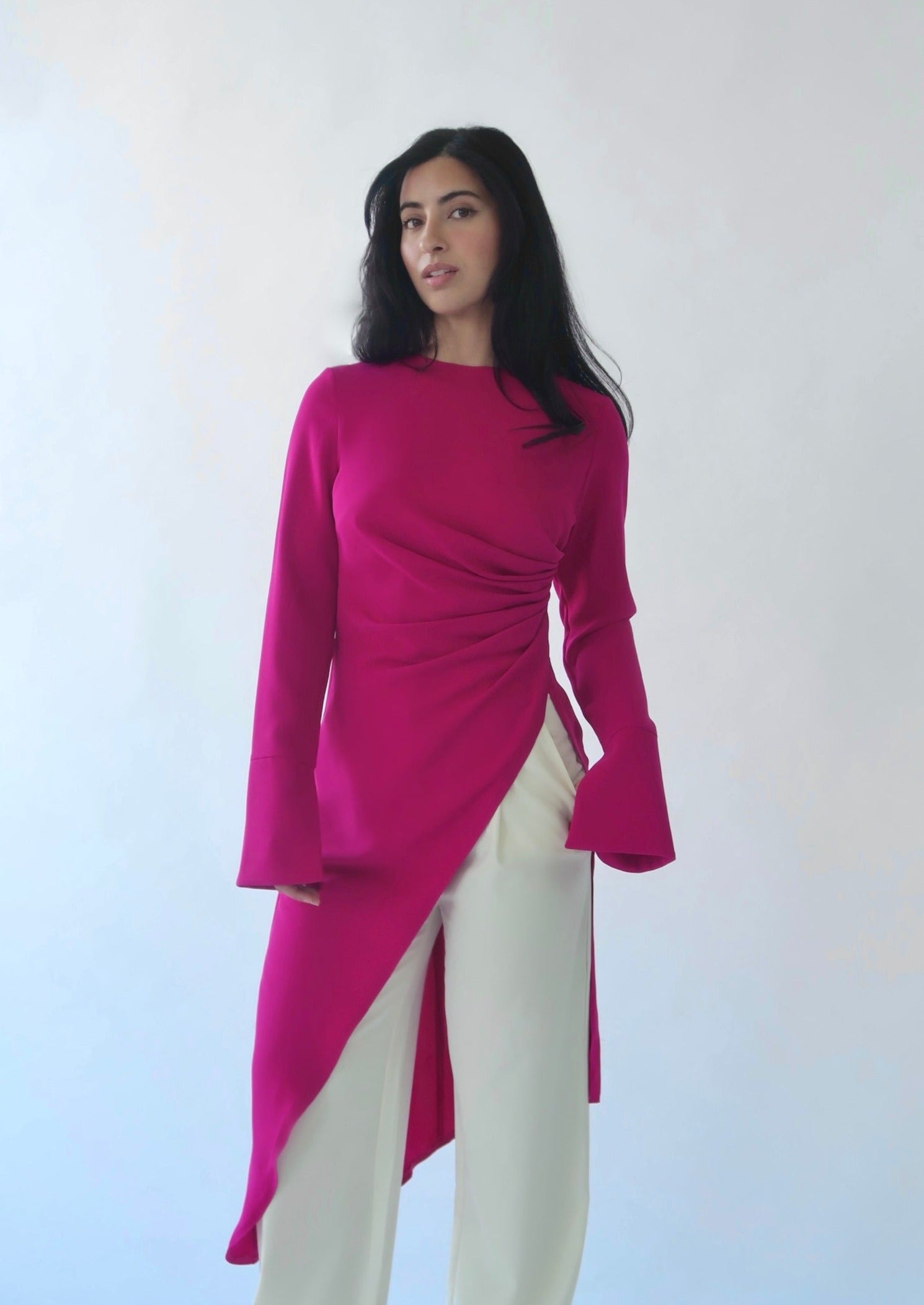 Fuchsia Asymmetric Slit Tunic