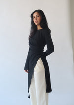 Load image into Gallery viewer, Black Asymmetric Slit Tunic
