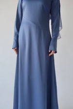 Load image into Gallery viewer, Denim Blue Satin Slip Dress
