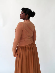 Copper Asymmetric Draped Dress