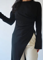 Load image into Gallery viewer, Black Asymmetric Slit Tunic
