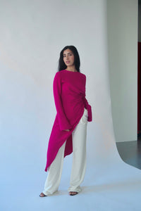 Fuchsia Asymmetric Slit Tunic