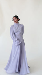 Load and play video in Gallery viewer, Periwinkle Beaded Appliqué Gown
