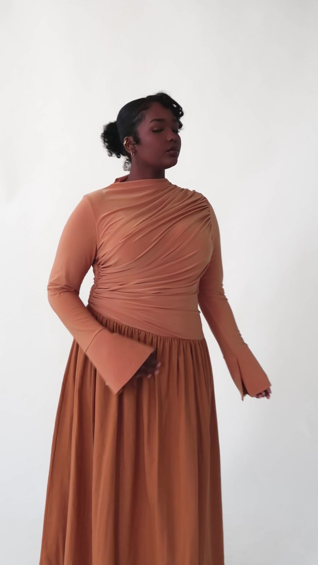 Copper Asymmetric Draped Dress