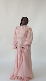 Load and play video in Gallery viewer, Peachy Blush Beaded Appliqué Gown
