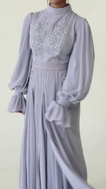 Load and play video in Gallery viewer, Periwinkle Beaded Appliqué Gown
