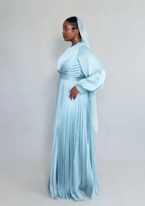 Maya Icy Blue Pleated Gown- Final Sale